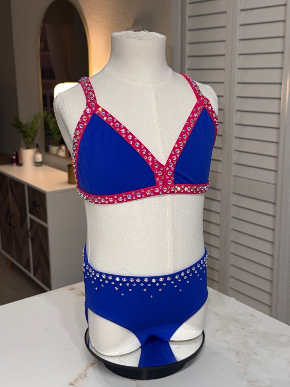 Semi Custom Child Small Blue and Pink Jazz Dance Costume